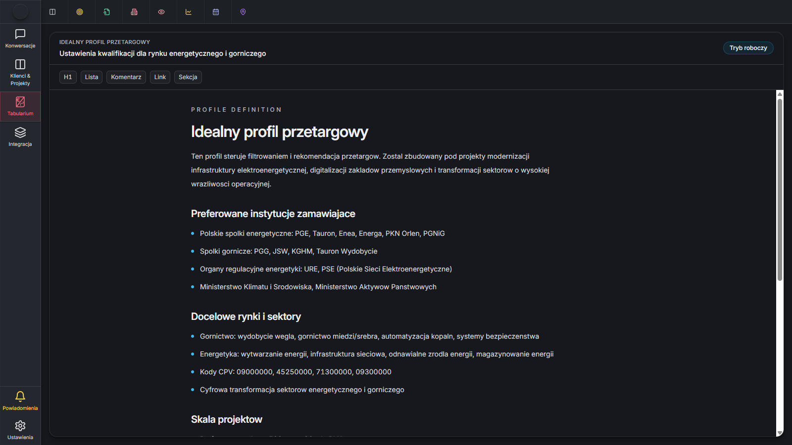 Defining the Ideal Tender Profile