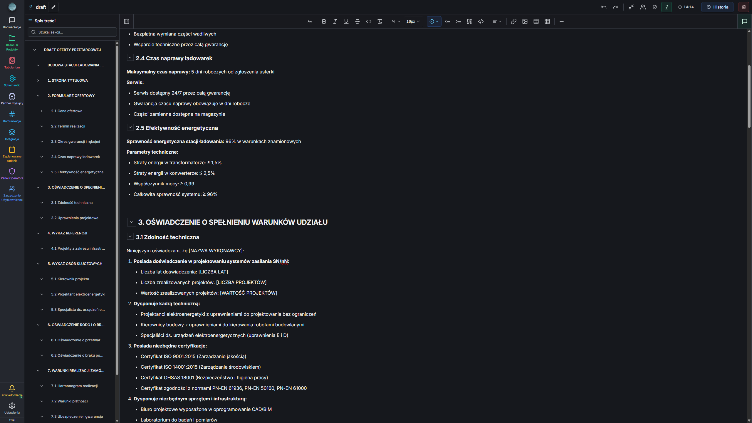 Draft and tasks